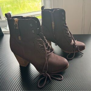 Brown Lace-Up Ankle Boots